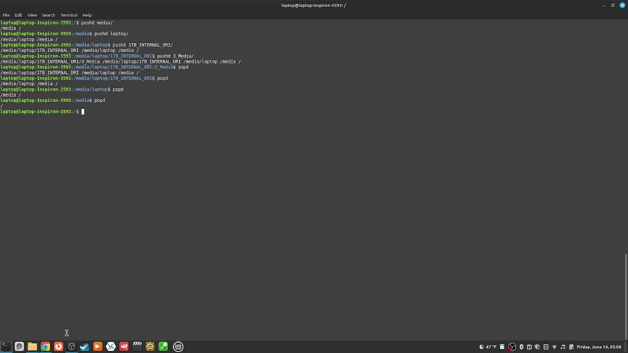 113_how to "reverse the directory stack" with the "popd" command