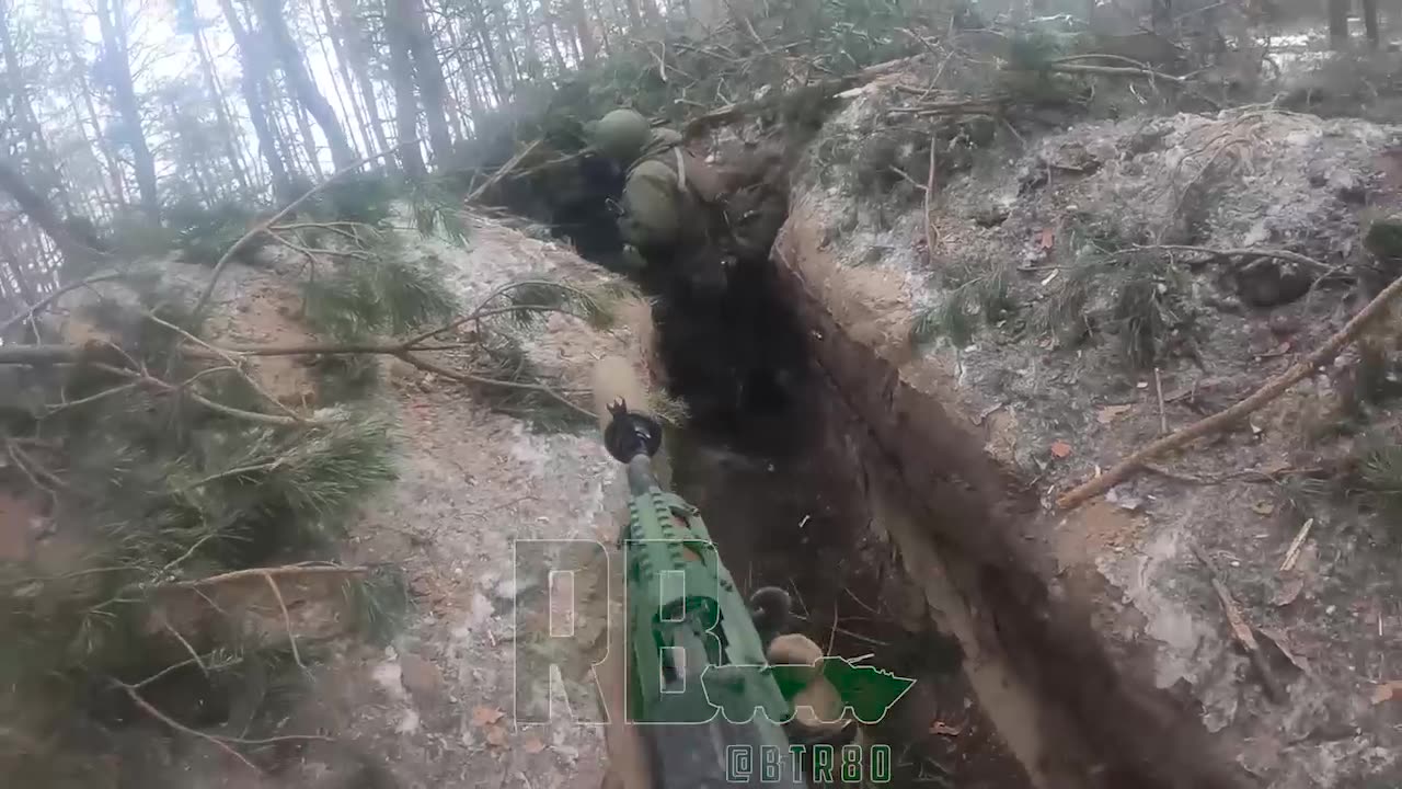 Russian assault on Ukrainian position in the forest
