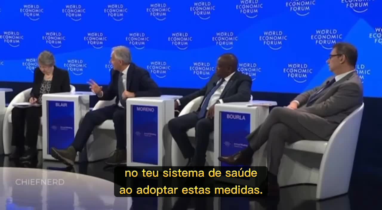 😱Tony Blair em Davos apela à criação de estruturas digitais para monitorizar quem está vacinado😱