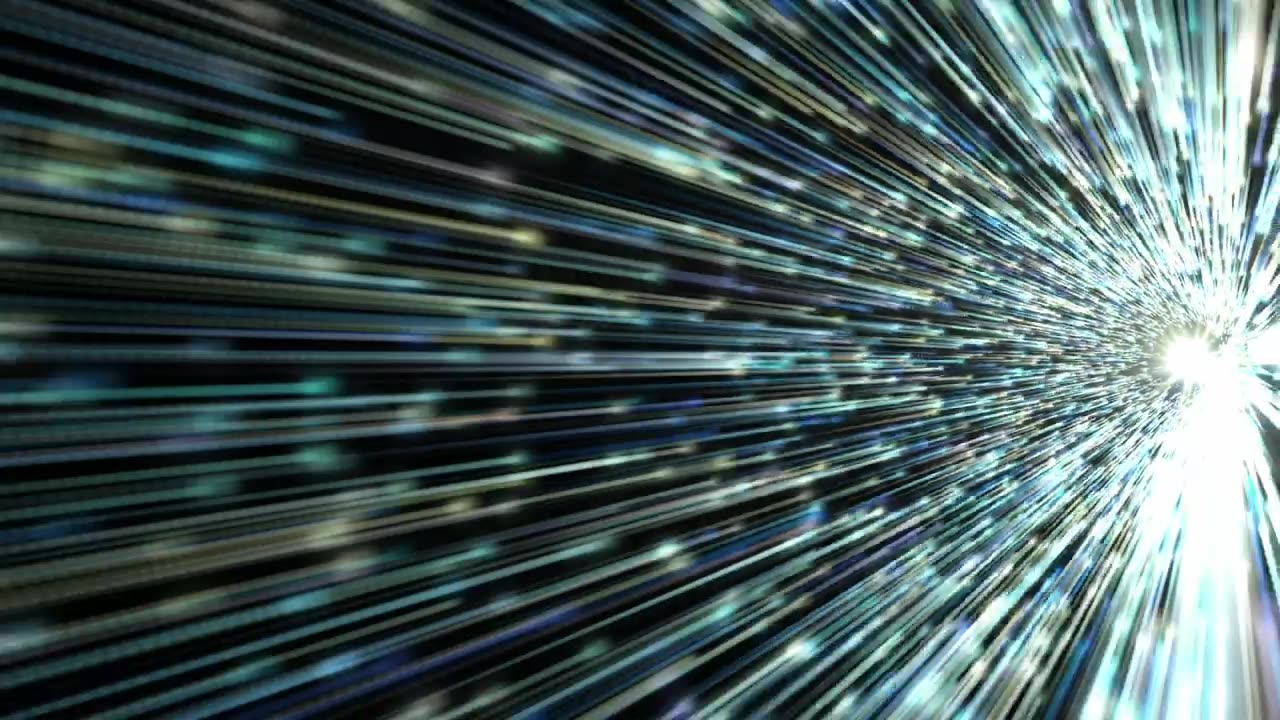 Stream of many points of light traveling forward