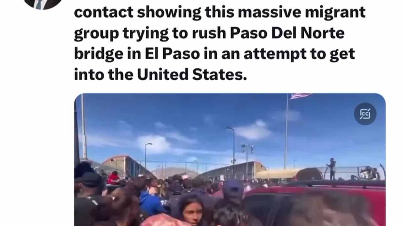 Another video and angle of migrants rushing port of entry