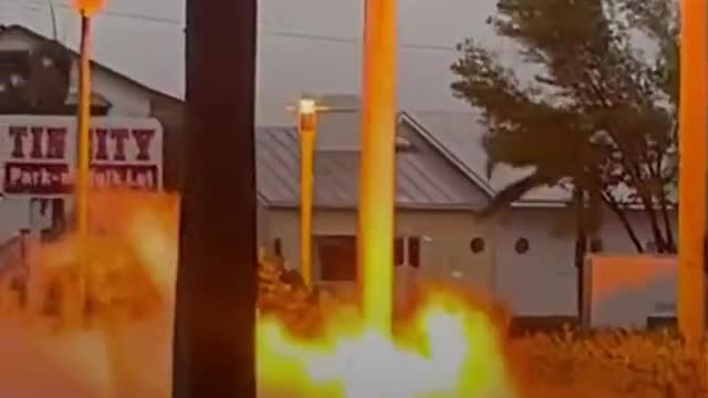 Sparks and flames burst from downed power lines in Naples, Florida