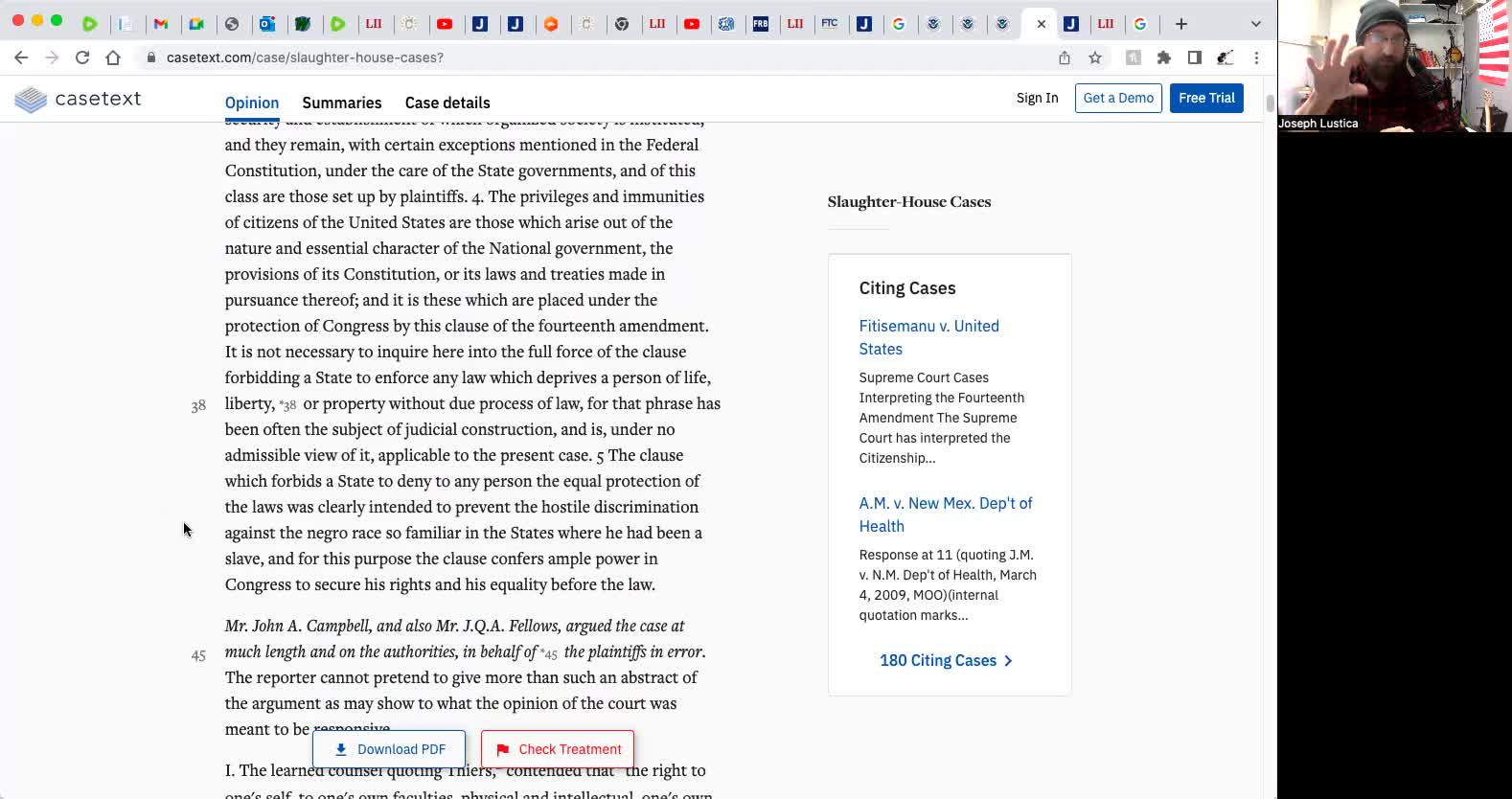 Slaughterhouse cases (the difference between federal citizen and state citizen)