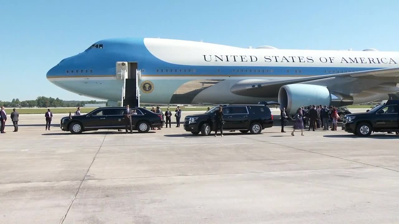 President Joe Biden arrives in Columbus