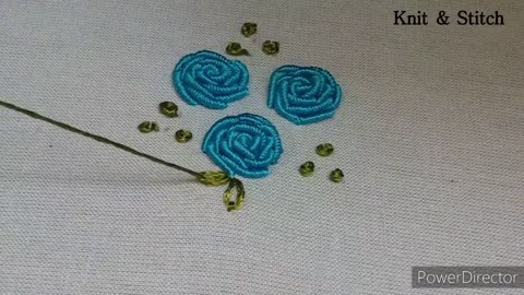 Hand Embroidery_ Bullion Knot Rose Stitch _ All over design
