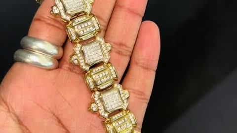 14K GOLD & 11.50CTW DIAMOND INVISIBLE SET MEN’S BRACELET