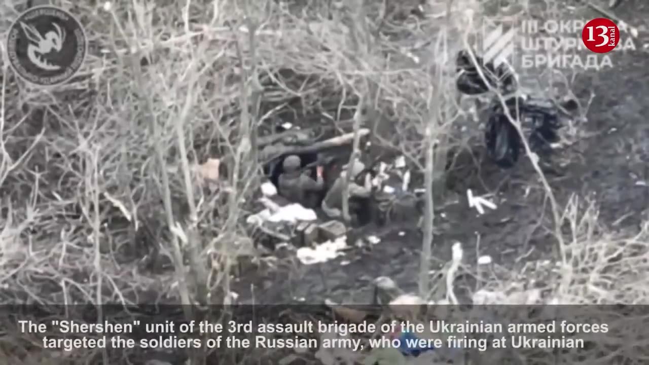 Russians, who fired at Ukrainian fighters from "nest" where they were hiding, was targeted by drone