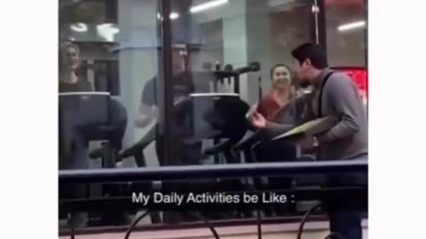 Eating in front of people working out