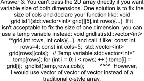 How to pass an array of vectors to a function