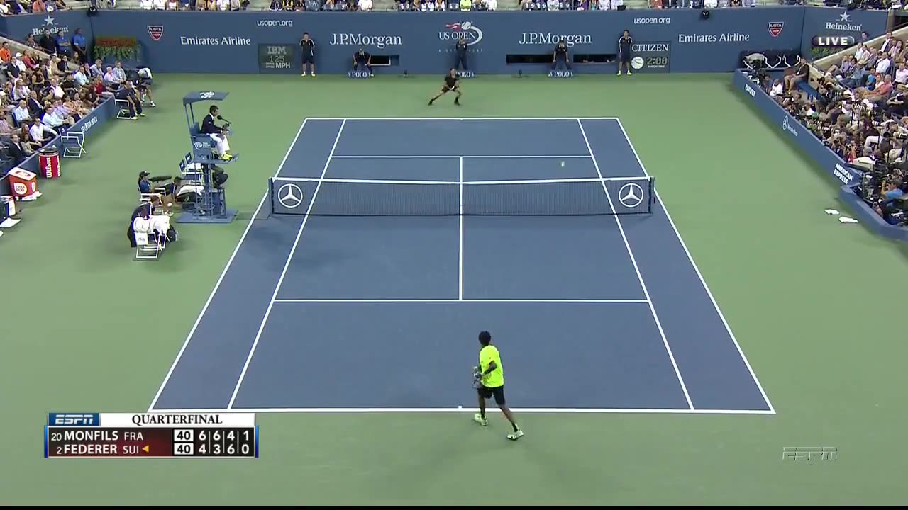Federer - Monfils 2014 US Open QF