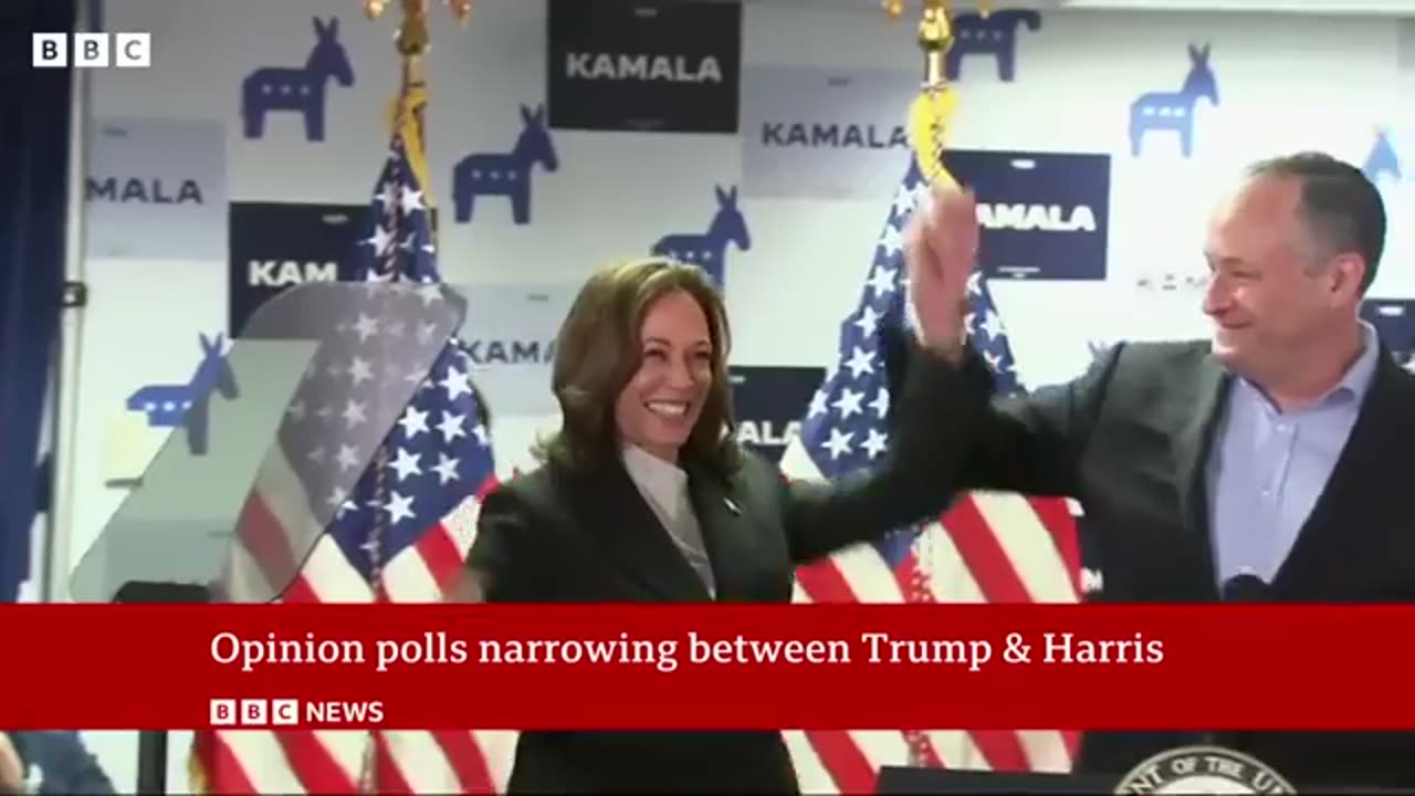 Kamala Harris closing gap on Donald Trump in US election race | BBC News