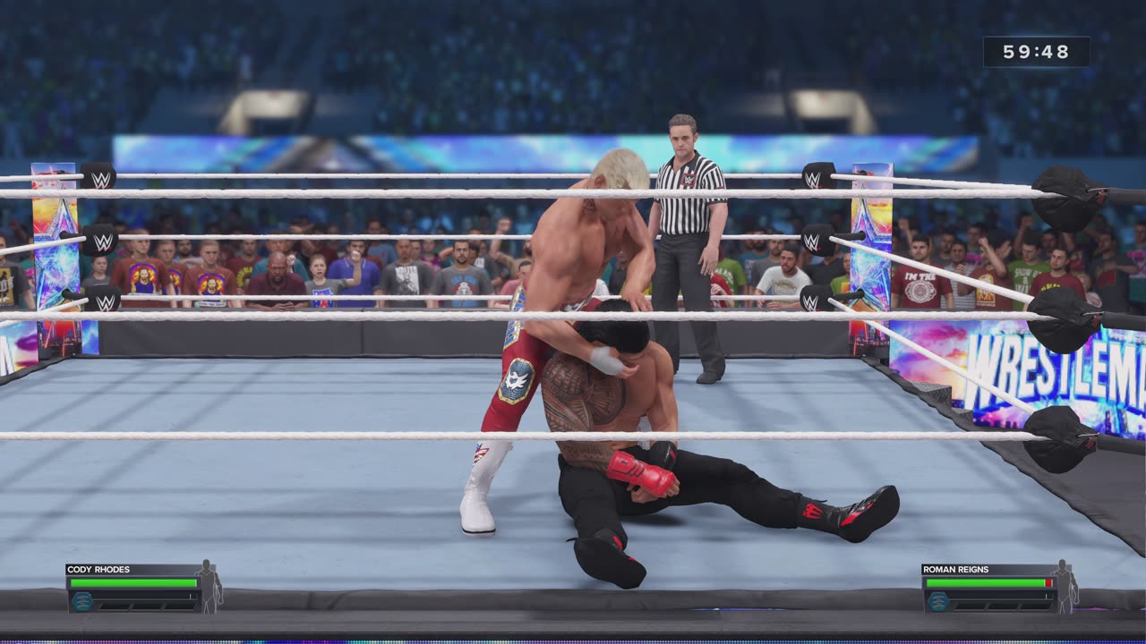 MATCH 37 CODY RHODES VS ROMAN REIGNS WITH COMMENTARY
