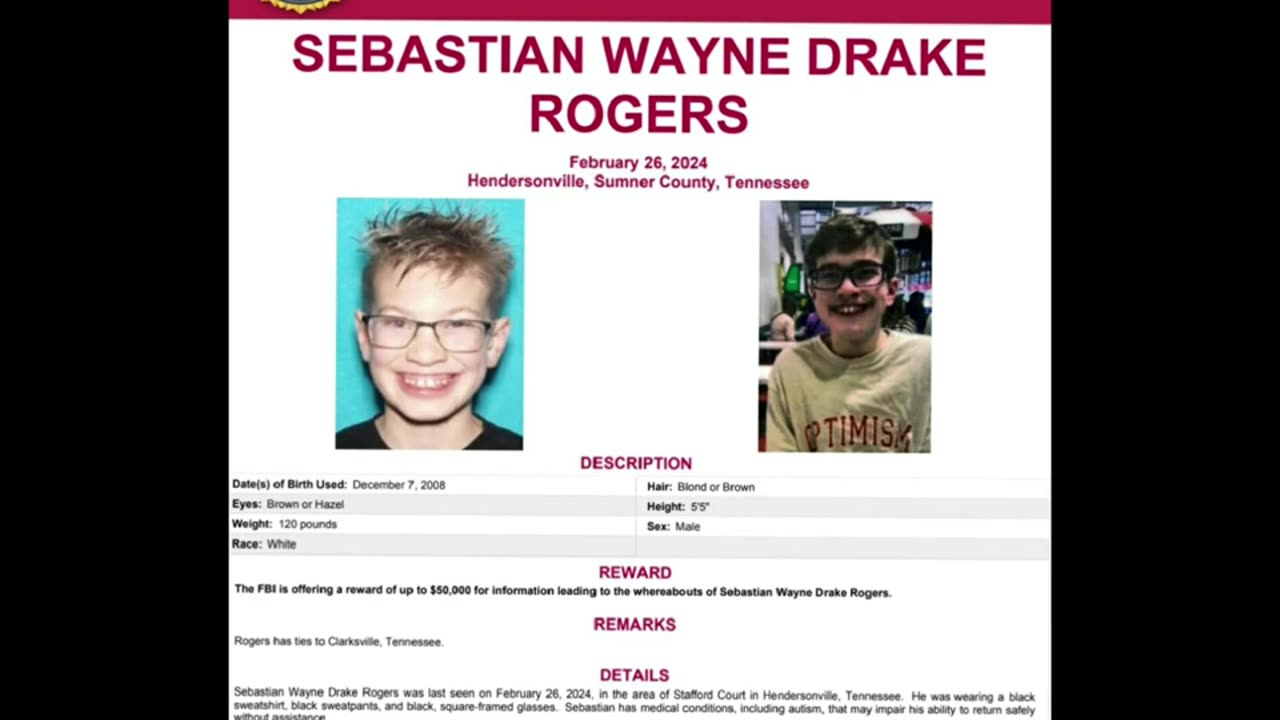 Sebastian Rogers missing teenager 15 yrs old (FBI & Dog The Bounty Hunter) sept 4, 2024