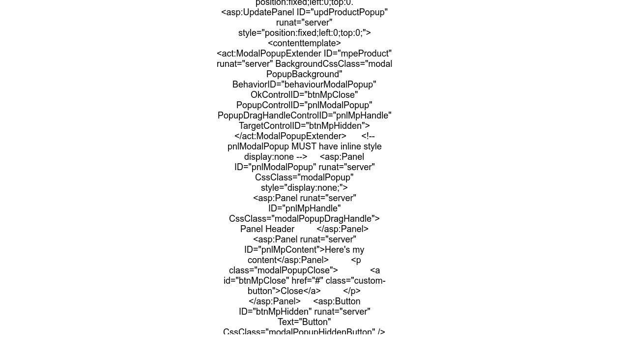 Positioning AJAX ModalPopupExtender in the center of the screen problem