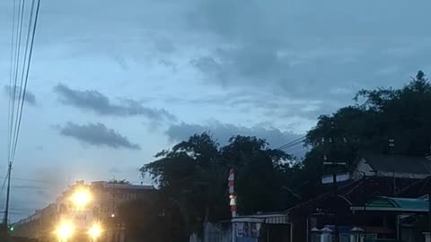 In the afternoon, Indonesian trains leave the station.