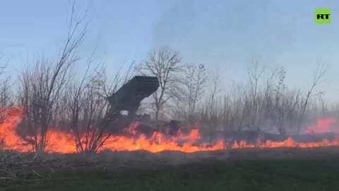 TOS-1 of People's Militia of the DPR hits the positions of the national battalions near Mariupol