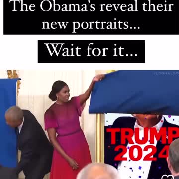 Obama's reveal their new portraits... 🤣 Wait for it...