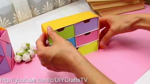 DIY DESK ORGANIZER FROM CARTON BRIGHT CASE BOX TUTORIAL