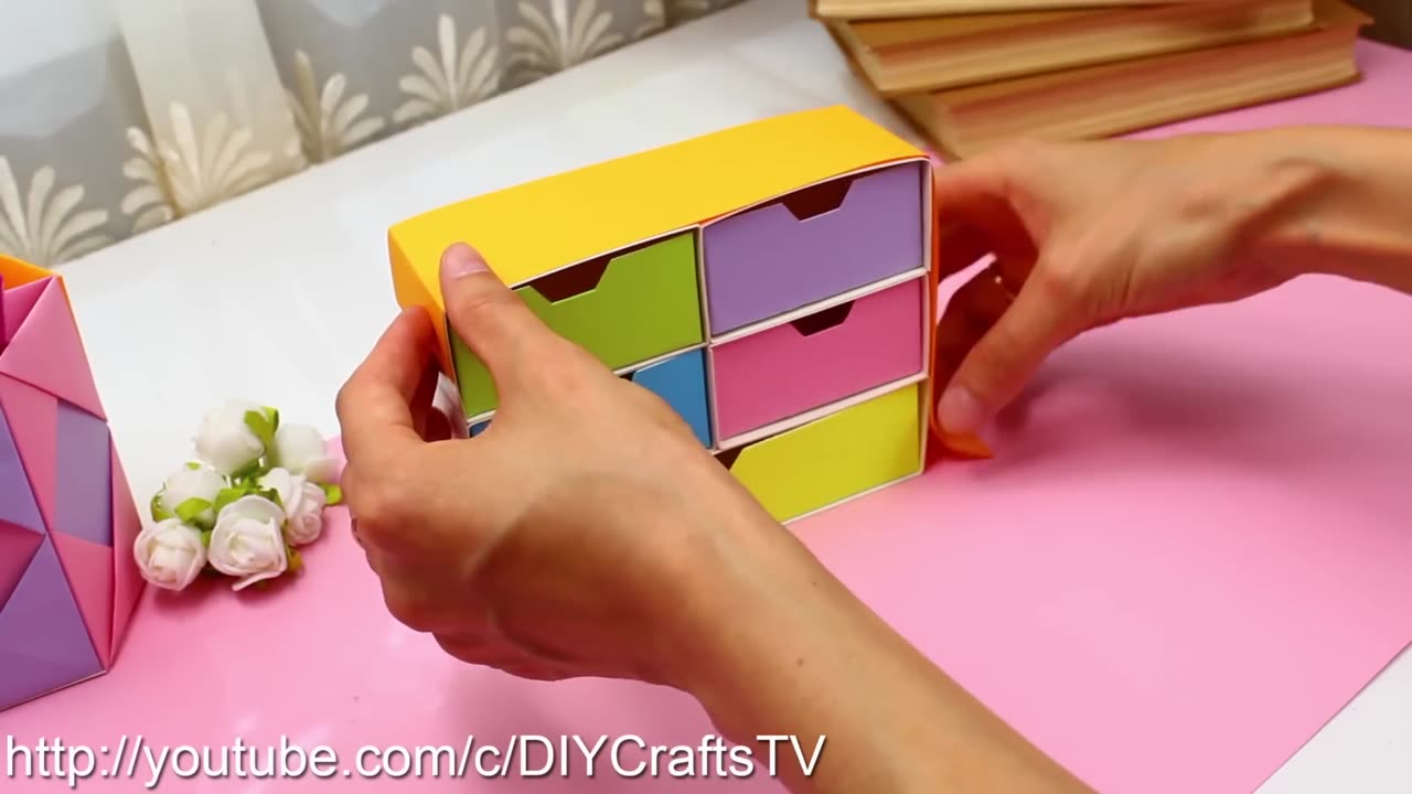 DIY DESK ORGANIZER FROM CARTON BRIGHT CASE BOX TUTORIAL