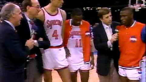 March 28, 1987 - Syracuse's Rony Seikaly and Jim Boeheim Are Headed to the Final Game