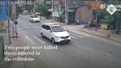 Tesla driver loses control as car speeds down street causing two deaths
