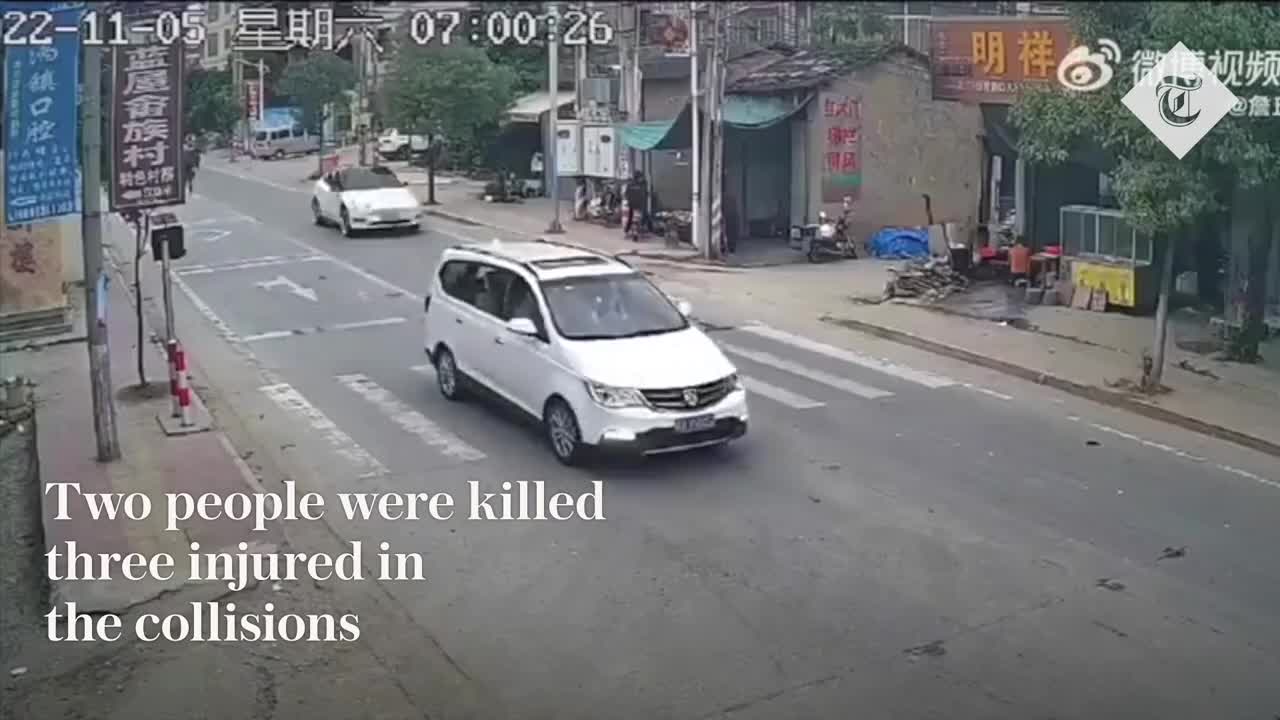 Tesla driver loses control as car speeds down street causing two deaths