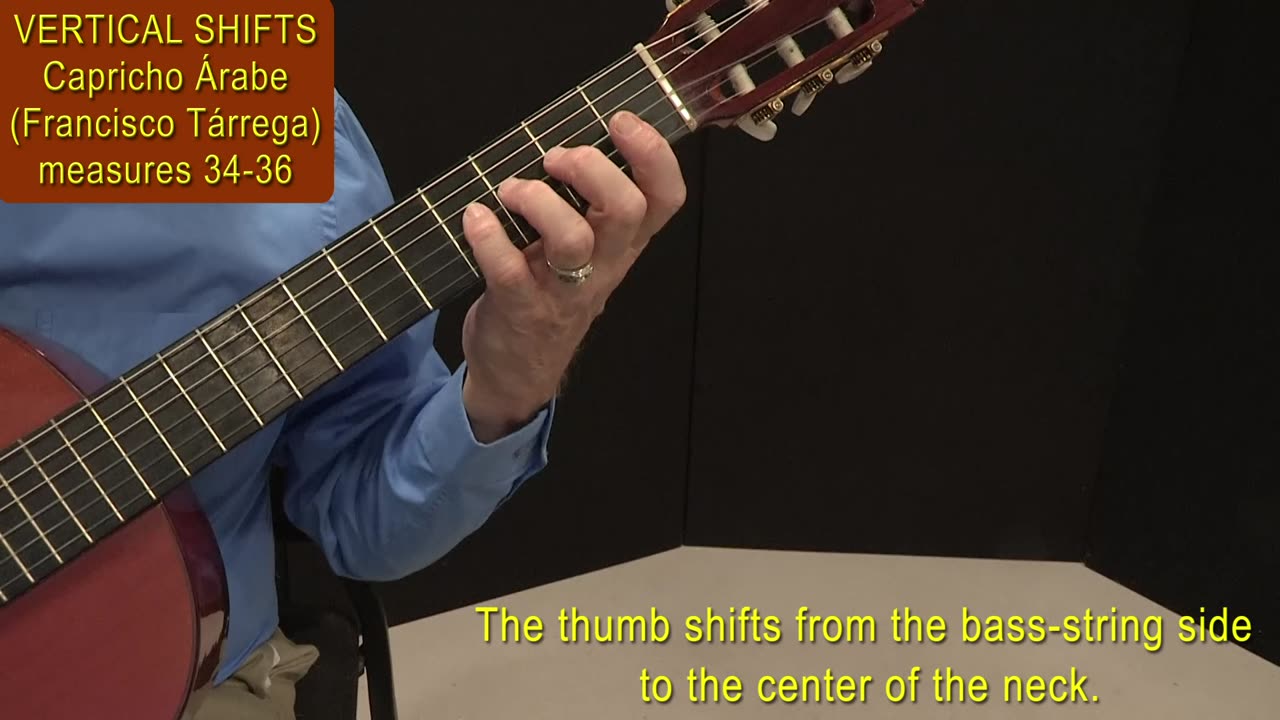 Tech Tip: Vertical Shifts with the Left Hand. Video 9: Capricho Arabe Thumb Bass then Treble