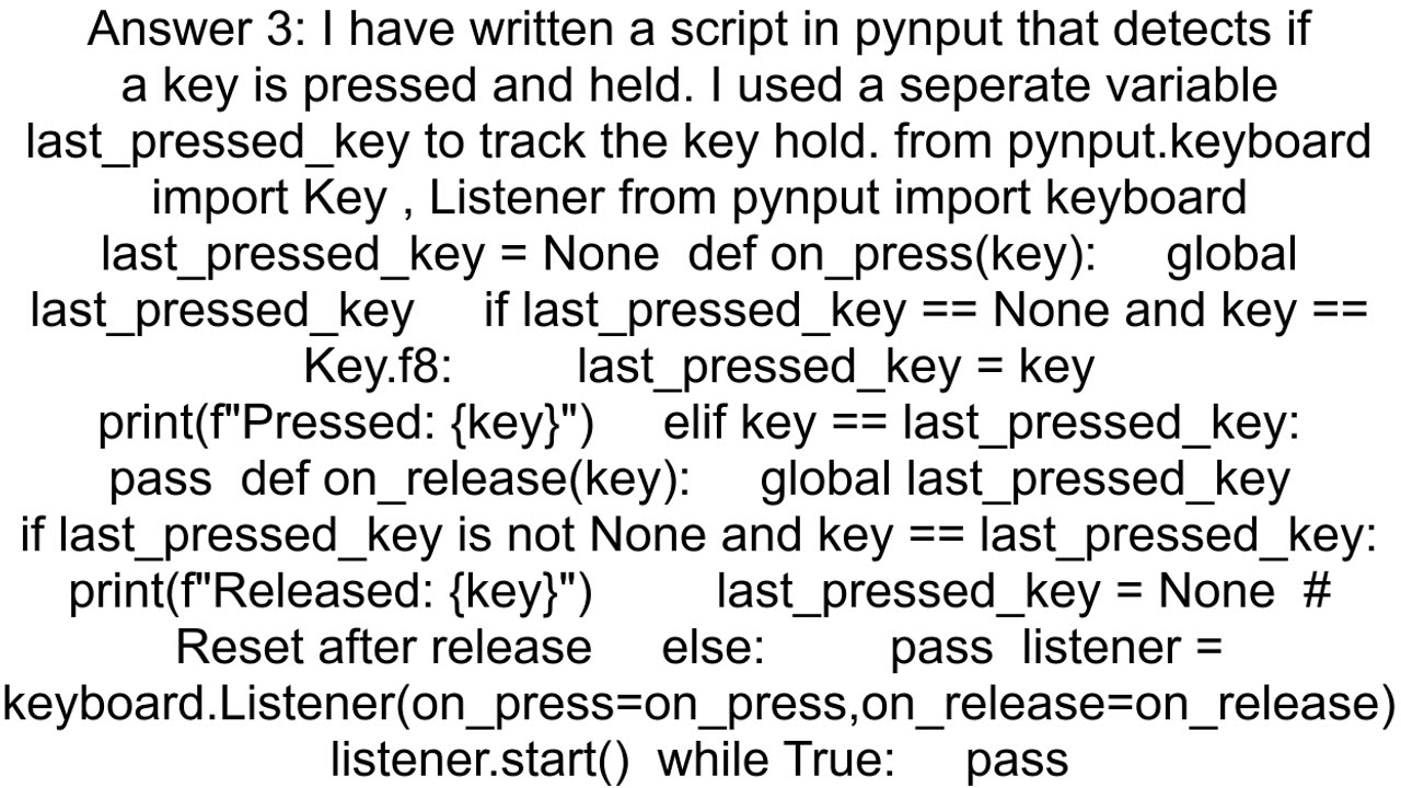 Detecting if a key is HELD down python