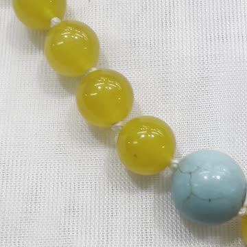 Handmade + Knotting Unique 21” Statement Necklace with 925 Silver, Agate