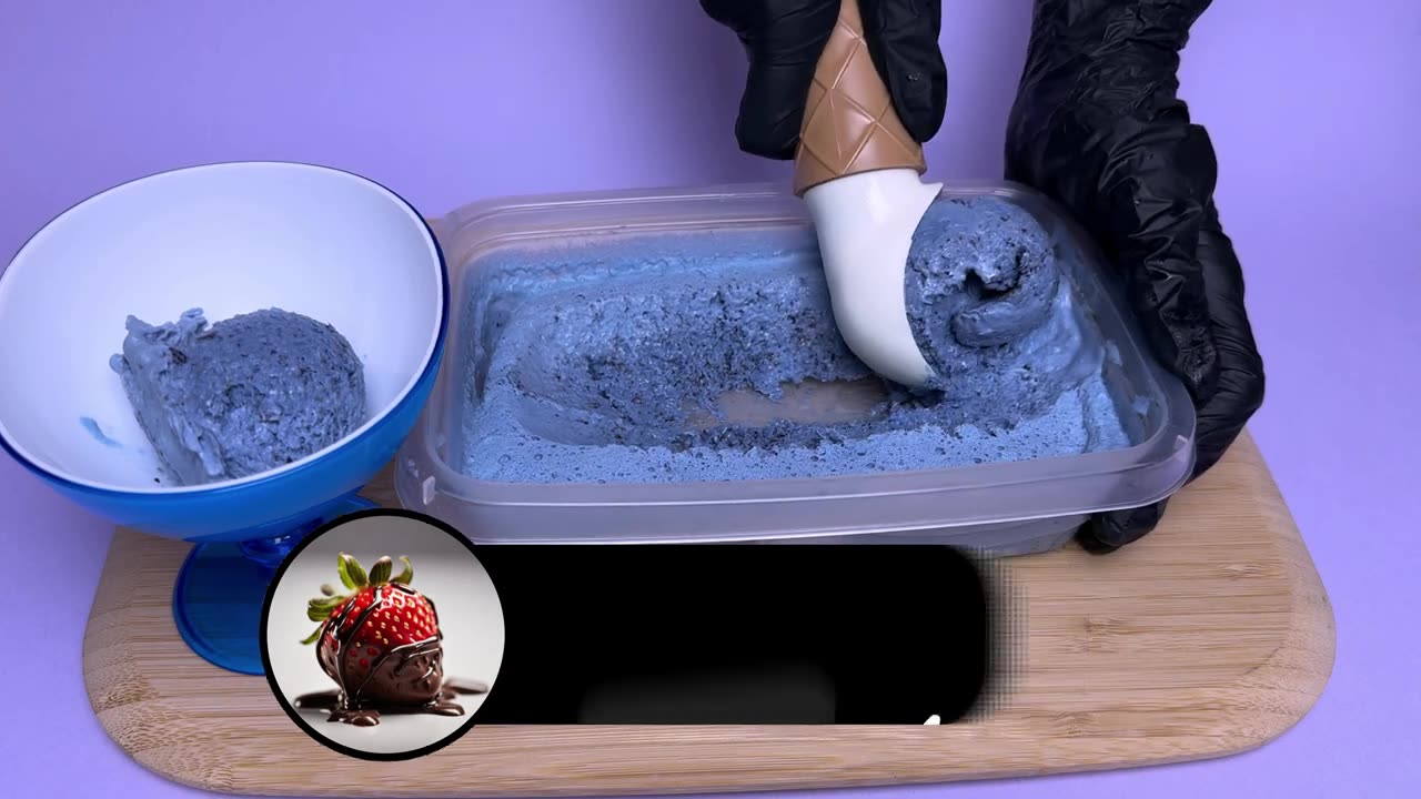 Blue homemade ice cream. Made from blueberries. Only 3 ingredients.