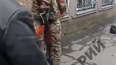 Ukrainian recruitment officers "helping" a young " volunteer" to get to the front lines in Kharkov