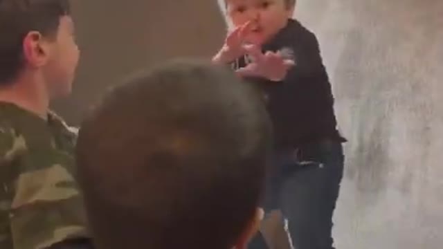 Mini khabib fighting with two villian .