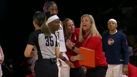 Coach HELD BACK From Ref, Gets Technical Arguing Foul Call Saying Kelsey Plum Pushed Off Defender