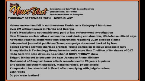 Thursday, September 26, 2024 News Blast