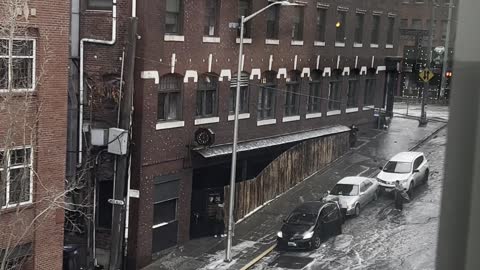 Cars Slide Down A Hill In Seattle