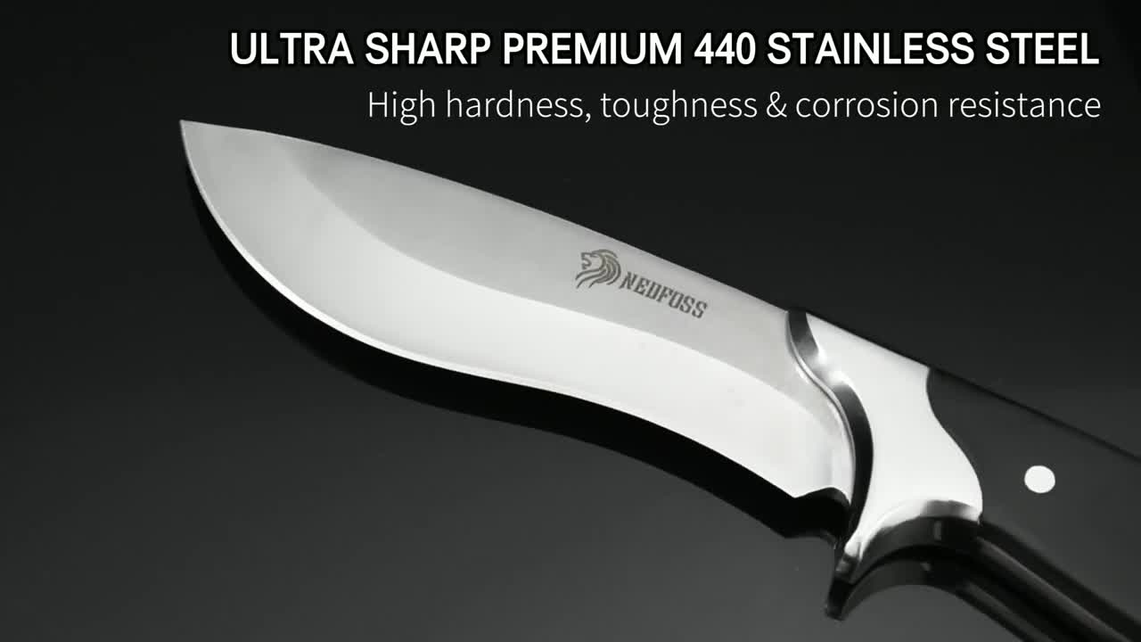 NedFoss Hunting Knife with Sheath for Belt, Elegant Design Combined with Sturdy Functionality