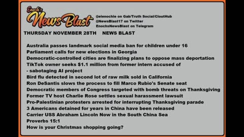 Thursday, November 28, 2024 News Blast