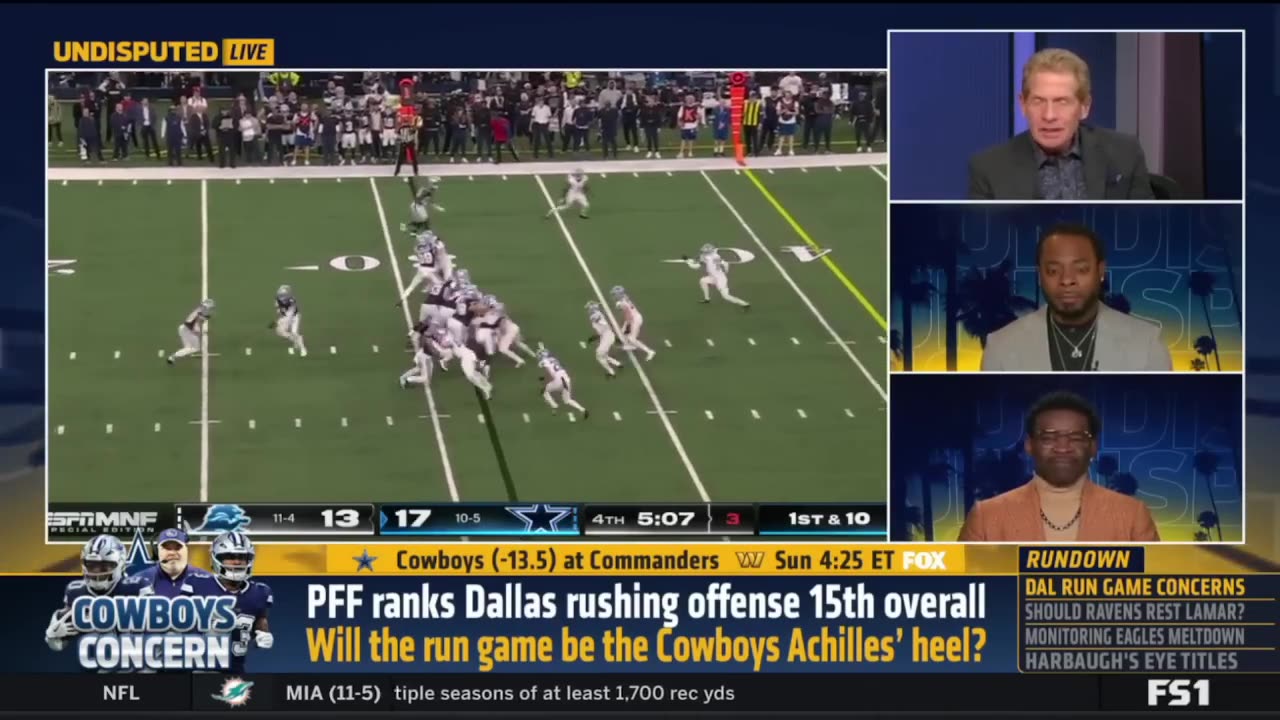 UNDISPUTED Skip Bayless reacts PFF ranks Cowboys rushing offense 15th overall
