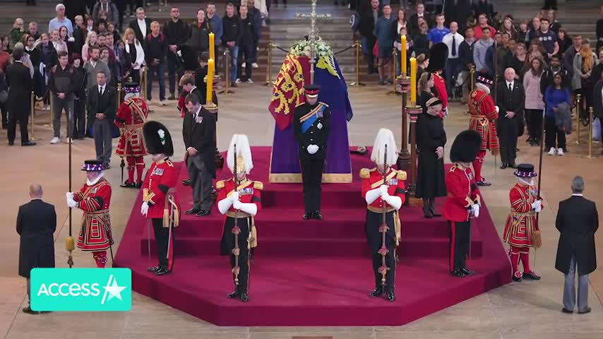 Prince William & Prince Harry Walk Side-By-Side For Queen Elizabeth's Funeral