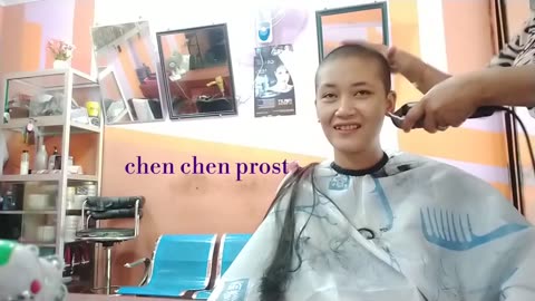 Young Girl Headshave at salon