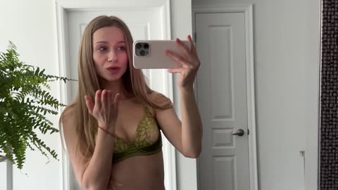 Sexy Try On Haul Green Lingerie