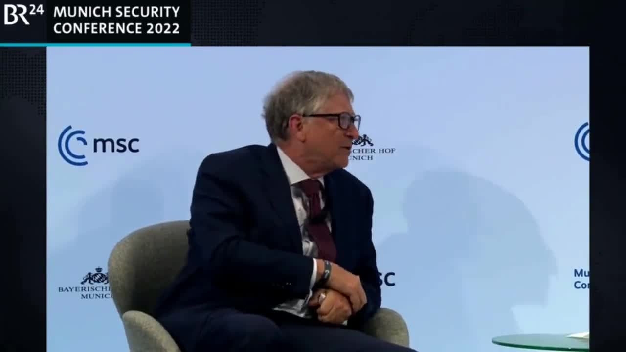 Bill Gates making fool of himself with telling stupid jokes. By the way, why he isn't wearing a mask during this event?