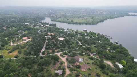 Flight over the Texas Hill Country and Inks Lake, part of the Highland Lakes chain.