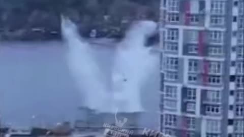 A Russian Missile Falling Out of the Sky into a River in Kyiv(Incredible)