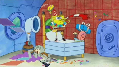 Squidward Is Playing With Tiles While SpongeBob Celebrates The New Year 🍻