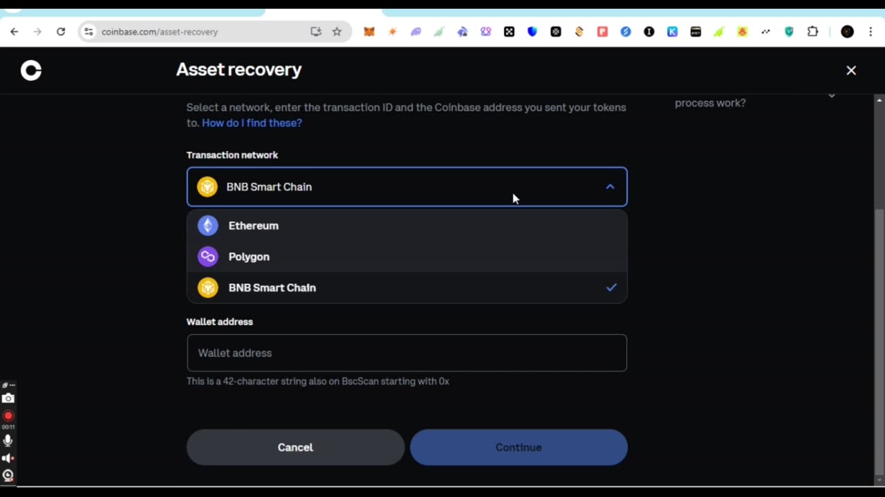 How to recover BSCbep20 crypto coins sent to wrong network/address on coinbase exchange