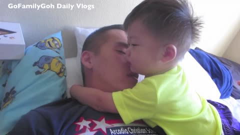 Toddler Barfs all over his dad