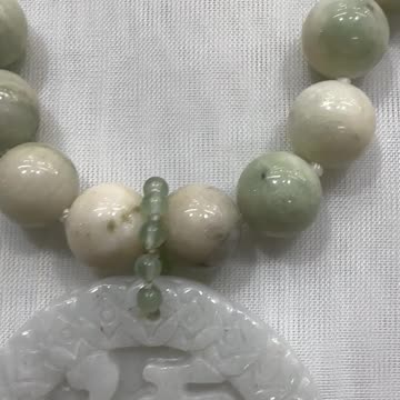 Handmade + Knotting Unique 32” Necklace with Jade, Burmese Jade “Fortune”