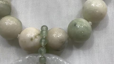 Handmade + Knotting Unique 32” Necklace with Jade, Burmese Jade “Fortune”