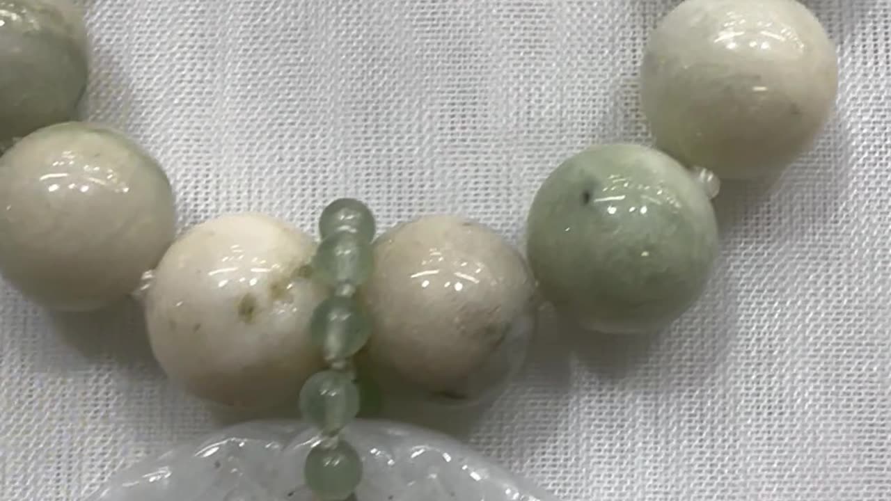 Handmade + Knotting Unique 32” Necklace with Jade, Burmese Jade “Fortune”